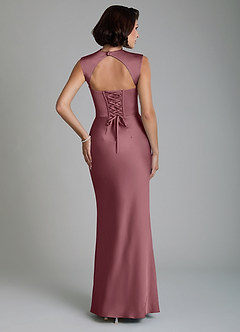Azazie Lumia Bridesmaid Dresses Desert Rose Sheath Corset Stretch Satin Dress image2
