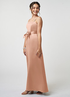 Azazie Anina Junior Robe Trapèze en Satin extensible Arc Or Rose image4