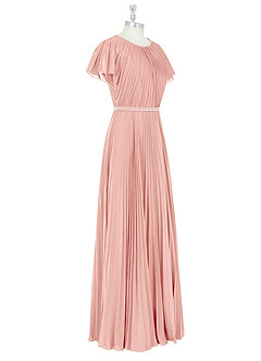 Azazie Kara Bescheidene Brautjungfernkleider A-Linie Plissee Chiffon Bodenlänge Kleid image9