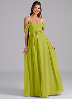 Azazie Saige Abiti da damigella d'onore premaman Abito A-Line Plissettato Chiffon Floor-Length image4