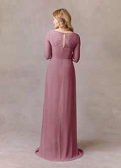 Azazie Leonine Final Sale Vintage Mauve A-Line Scoop lace Chiffon Dress image5