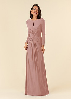 Azazie Natalya Mother of the Bride Dresses Dusty Rose A-Line Pleated Luxe Knit Dress image1