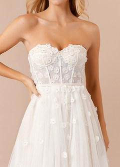Azazie Airellie Abiti da Sposa Abito A-Line in Tulle a Spalla Scoperta Bianco Diamante Champagne image9