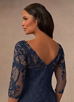 Azazie Fanny Mother of the Bride Dresses Dark Navy Mermaid Lace Dress image4