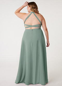 Azazie Clarice At-home Try On Dresses Agave A-Line Halter Chiffon Dress image9