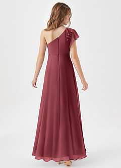 Azazie Arabella Junior Merlot A-Line Ruched Chiffon Dress image6