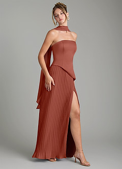 Azazie Tierney Bridesmaid Dresses Auburn A-Line Strapless Chiffon Convertible Dress image9