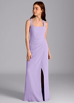 Azazie Mero Junior Lilac Mermaid Pleated Chiffon Dress image5