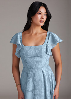 Azazie Bondi Bridesmaid Dresses Sky Blue A-Line Ruched Floral Burnout Dress image5