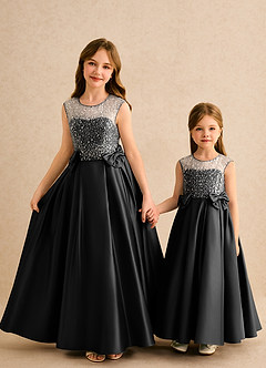 Azazie Candy Girl Final Sale Champagne Ball-Gown Bow Matte Satin Dress image3
