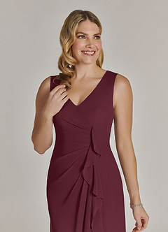 Azazie Manuella Mother of the Bride Dresses Cabernet A-Line V-Neck Pleated Chiffon Dress image8