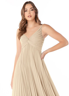 Azazie Raychelle Brautjungfernkleider A-Linie V-Hals Chiffon Kleid Champagner image5