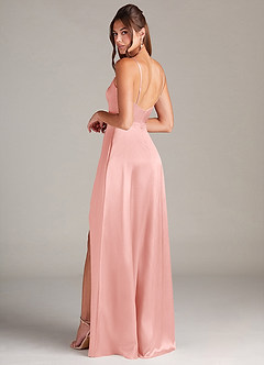Azazie Sarella Brautjungfernkleider A-Linie Plissee Stretch-Satin Kleid Puderrosa image4