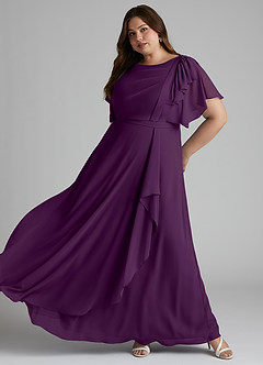 Azazie Aaliyah Modest Bridesmaid Dresses A-Line Scoop Pleated Chiffon Floor-Length Dress image8
