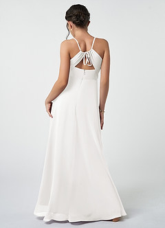 Azazie Avelina Junior White A-Line Pleated Chiffon Dress image3