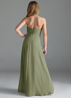 Azazie Tessie Junior Pistachio A-Line Pleated Chiffon Dress image2