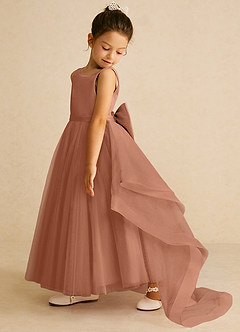 Azazie Pumpkin Flower Girl Dresses Bronzer A-Line Convertible Tulle Dress image4