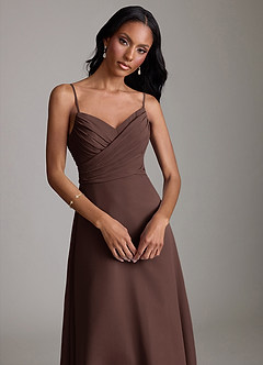 Azazie Kali Brudtärnklänningar Klä av A-Linje i Chiffong Plisserad Ganache image5