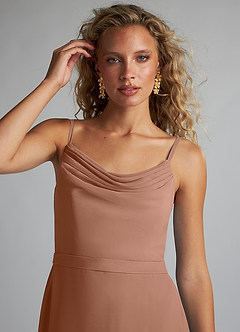 Azazie Summer Jurken voor bruidsmeisjes Jurk van Chiffon met Zeemeermin Schop cowl Bronzeertint image5