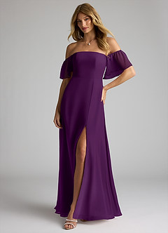 Azazie Sue Bridesmaid Dresses Grape A-Line Off the Shoulder Chiffon Convertible Dress image3