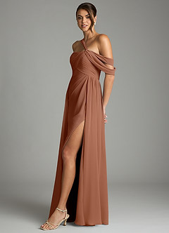 Azazie Kassandra Vestidos de damas de honor Vestido de Bronceador de Gasa de Corte en A con Vestidos sin tirantes image4