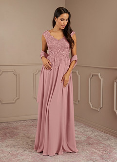 Azazie Amethyst Mother of the Bride Dresses Dusty Rose A-Line V-Neck Sequins Chiffon Dress image1