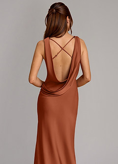 Azazie Cheryl Bridesmaid Dresses Cedar Rose Mermaid Stretch Satin Dress image2