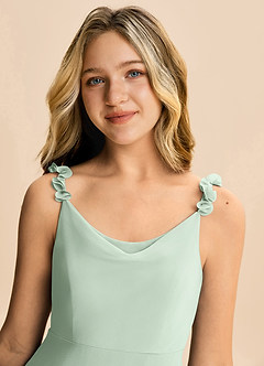 Azazie Elodie Junior Agave A-Line Chiffon Dress image2
