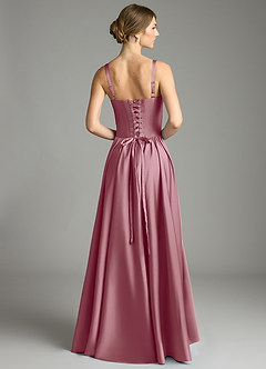 Azazie Evadina Suknie dla druhen Linia A Gorset Satyna elastyczna Do ziemi Sukienka image2