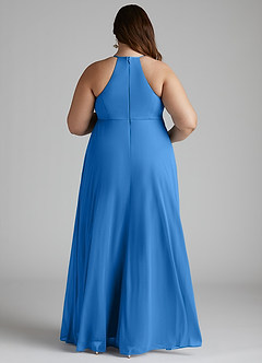 Azazie Annabelle Brautjungfernkleider für Schwangere A-Linie V-Hals Gefaltet Gittergewebe Bodenlänge Kleid image8