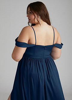 Azazie Morana Brautjungfernkleider Wandelbar A-Linie Schulterfrei Stretch-Satin Kleid Dunkelmarine image16