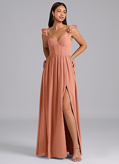 Azazie Denisse Bridesmaid Dresses MAI TAI A-Line Ruched Chiffon Dress image1