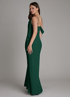Azazie Yura Bridesmaid Dresses Emerald Mermaid Off the Shoulder Chiffon Dress image6