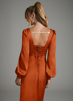 Azazie Brianna Bridesmaid Dresses Burnt Orange Mermaid Corset Stretch Satin Dress image2