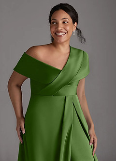 Azazie Milton Mother of the Bride Dresses Basil A-Line Pleated Stretch Satin Dress image13