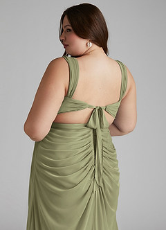 Azazie Jesaphine Bridesmaid Dresses Pistachio Sheath Ruched Mesh Dress image7