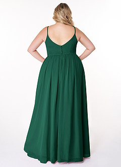 Azazie Rayna Bridesmaid Dresses Emerald A-Line V-Neck Pleated Chiffon Dress image8