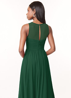 Azazie Nina Brautjungfernkleider A-Linie Plissee Chiffon Kleid Dunkelgrün image3