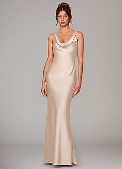 Azazie Rylina Bridesmaid Dresses White Alabaster Mermaid Stretch Satin Dress image1