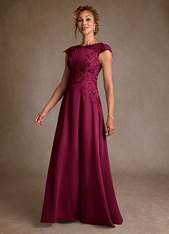Azazie Christi Mother of the Bride Dresses Burgundy A-Line Lace Chiffon Dress image4