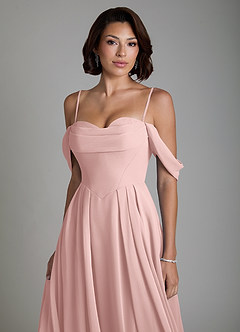 Azazie Loisa Robes de demoiselle d'honneur Robe Trapèze Convertible en Mousseline de soie Corset Rose Poudré image3