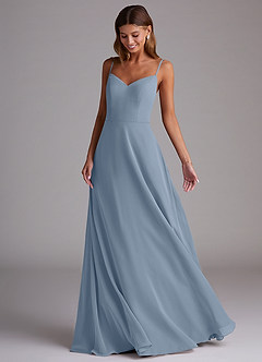 Azazie Marley Bridesmaid Dresses Dusty Blue A-Line Off the Shoulder Chiffon Convertible Dress image5
