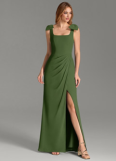 Azazie Adalynn Bridesmaid Dresses Olive Mermaid Pleated Chiffon Dress image3
