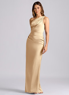 Azazie Akilah 신부 들러리 드레스 인어 한쪽 어깨 스트레치 새틴 바닥 길이 드레스 image6