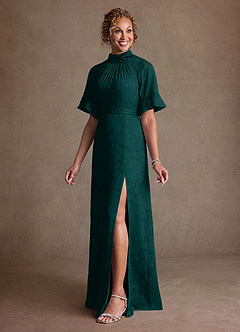 Azazie Hypatia Klänningar till brudens mor Klä Tubklänning i Blommig Utbrändhet Plisserad Tallgrön image2