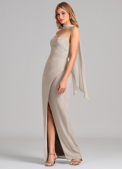 Azazie Calandra Suknie dla druhen Osłona Pofałdowany Szyfon Do ziemi Sukienka image4