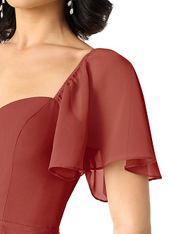 Azazie Chloe At-home Try On Dresses Terracotta A-Line Sweetheart Neckline Chiffon Dress image6