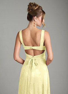 Azazie Cheyenne Robes de demoiselle d'honneur Robe Trapèze en Jacquard floral dévoré Plissé Sorbet Citron image7