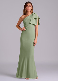 Azazie Yuanna Bridesmaid Dresses Pistachio Mermaid One Shoulder Chiffon Dress image1
