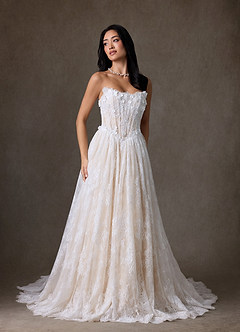 Azazie Vanessa Robes de mariée Robe Princesse en Dentelle Sans bretelles Diamant Blanc Champagne image6